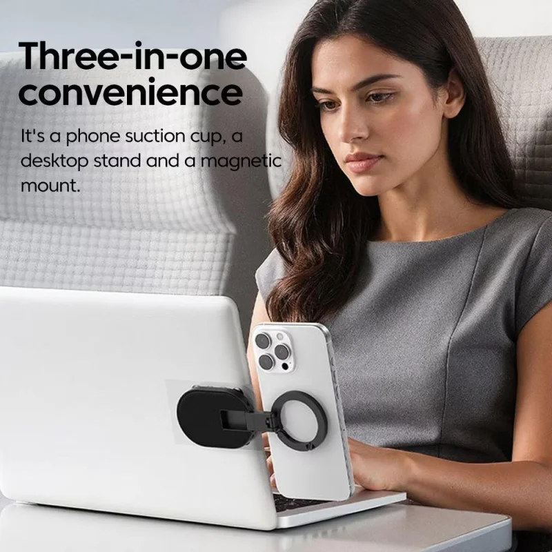 Hands Free Magnetic Suction Mirror Window Phone Holder, Sticky Grip Double Sided Mount for iPhone