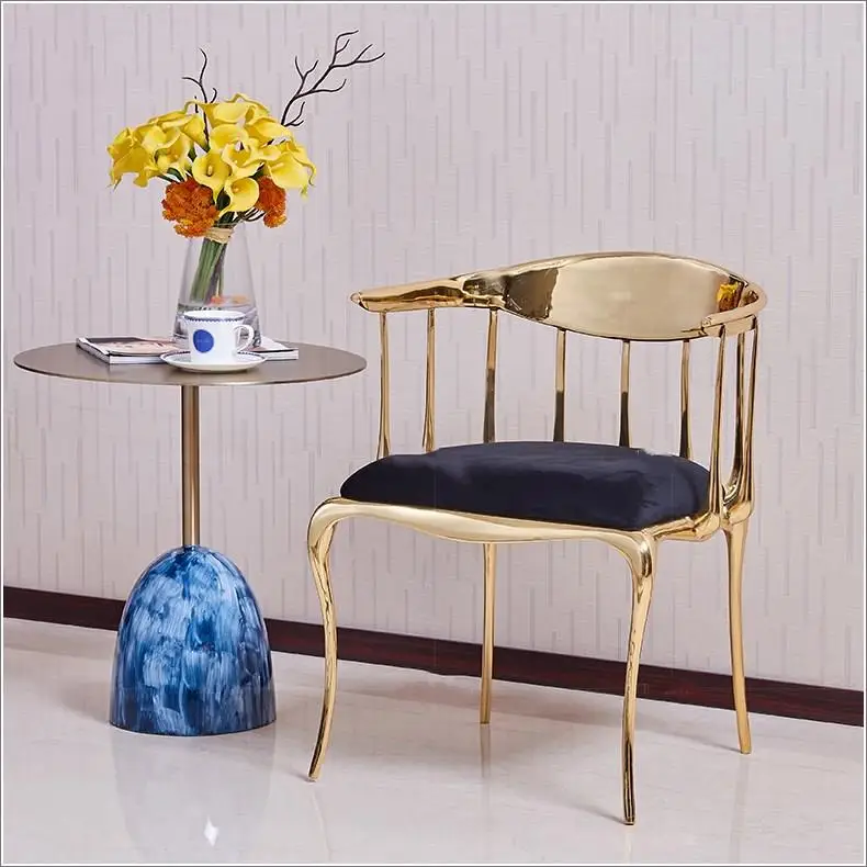 Luxury Italian leisure chair simple metal creative backrest dining chair