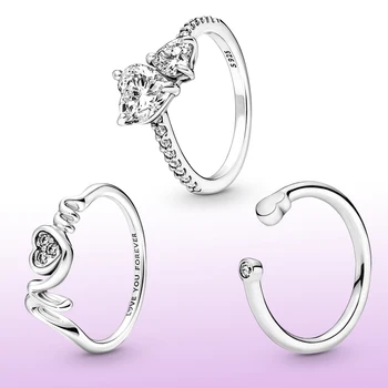 wholesale 925 Silver Jewelry Mother's Day Gift of Love Silver Ring for women silver pandoraer rings
