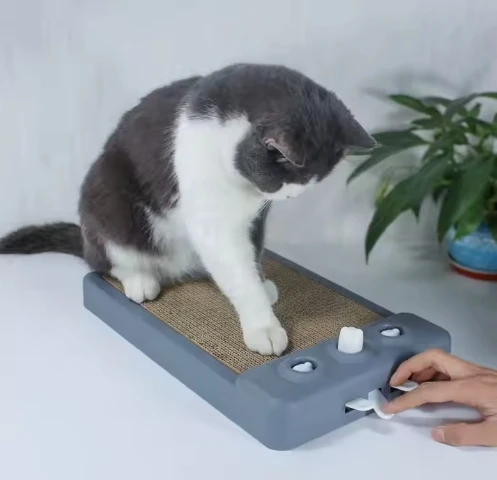 2-in-1 Sustainable Corrugated Wood and Sisal Scratch Board Interactive Paper Toy for Cats Eco-Friendly Cat Tree & Scratcher