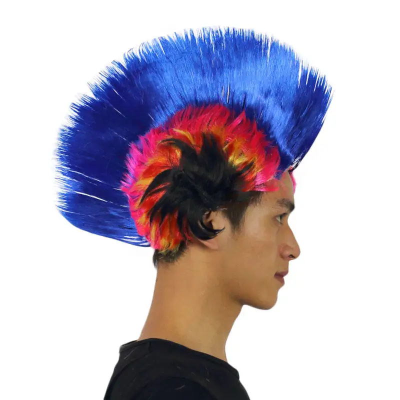 Factory Wholesale Fun Party Ski  Synthetic Hair Wig Full None Lace Cockscomb Mohawk Wig