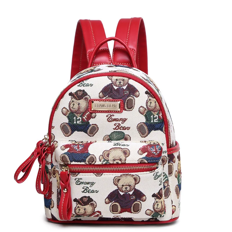 New Style Erang Bear Graffiti Fabric School Backpack - Trendy 