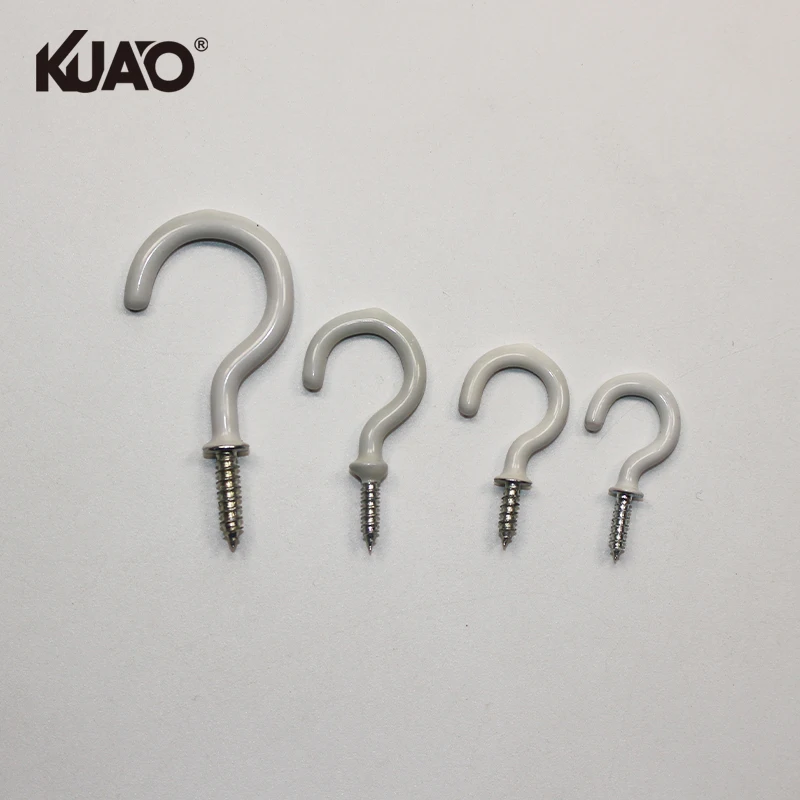 Cup Screw Hooks Metal Ceiling Hooks Heavy Duty Vinyl Coated Screw in Hooks for Wall Hooks Plant Hooks Kitchen Hooks Cup Hooks