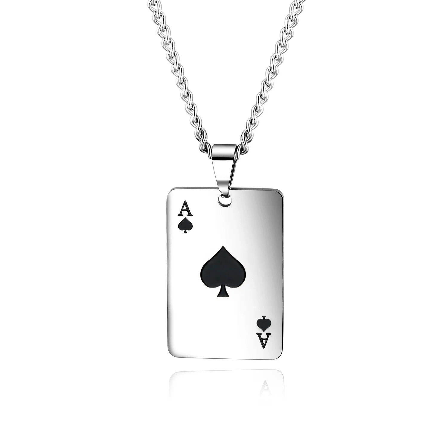 Men's Fashion Stainless Steel Necklace Creative Playing Card - Temu