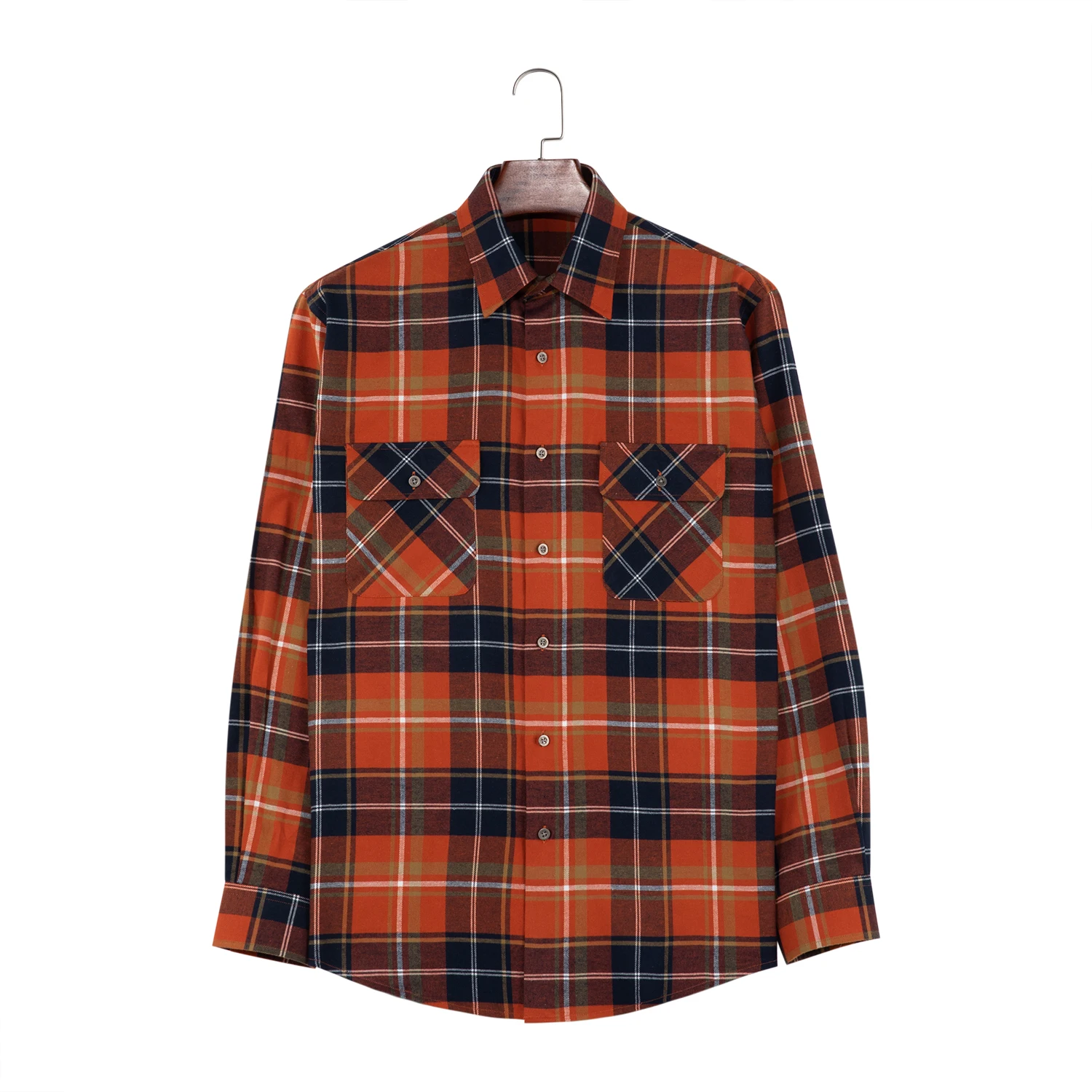 Camicia Uomo Flanella A Quadri Blu/Arancione – Maniche Lunghe, Casuale Con Tasca, Pile Morbido – Taglia XXXL - 5