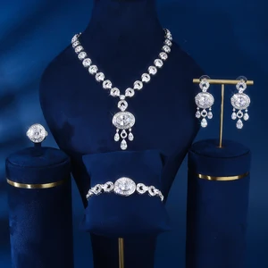 2026 New Design Women's Daily Wear Copper Necklace Chain Set Round Zirconia Jewelry for Wedding Occasions