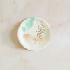 8 pieces 7inch gold stamping round plate mint green ink painting