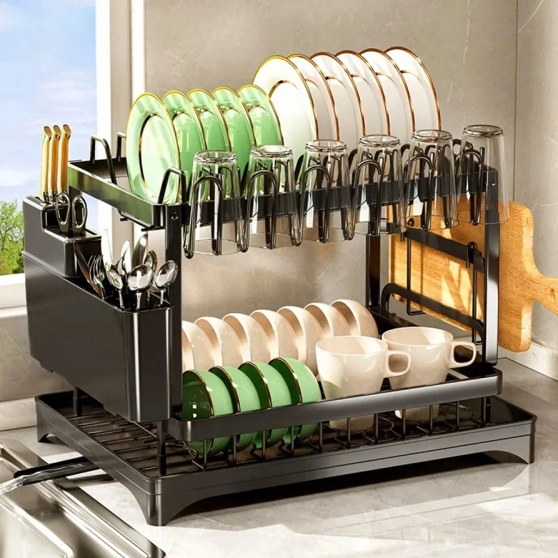 Large Multi Purpose Over Sink Dish and Cup Drying Rack on Counter