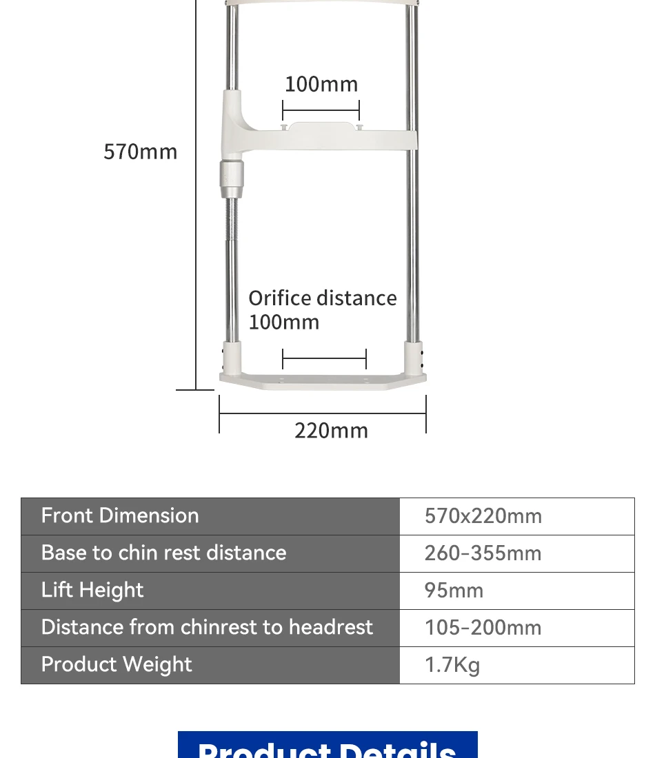 HTL Telescopic Forehead Support Bracket Adjustable Optometry Table Bracket for Ophthalmic Glasses Equipment