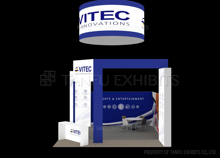 6m Island Tradeshow Booth With Round Hanging Banner