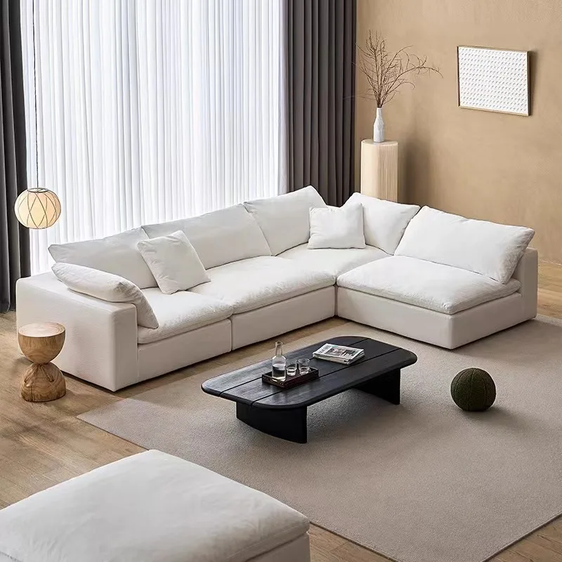 Modern Luxury White down Feather Cloud Sofa Bed U Shape