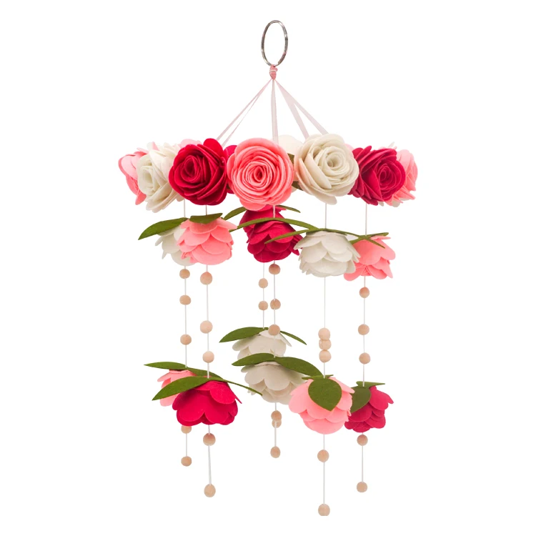 Войлочный детский мобильный войлочный цветок, подвесные розы, войлочный детский мобильный для детской комнаты