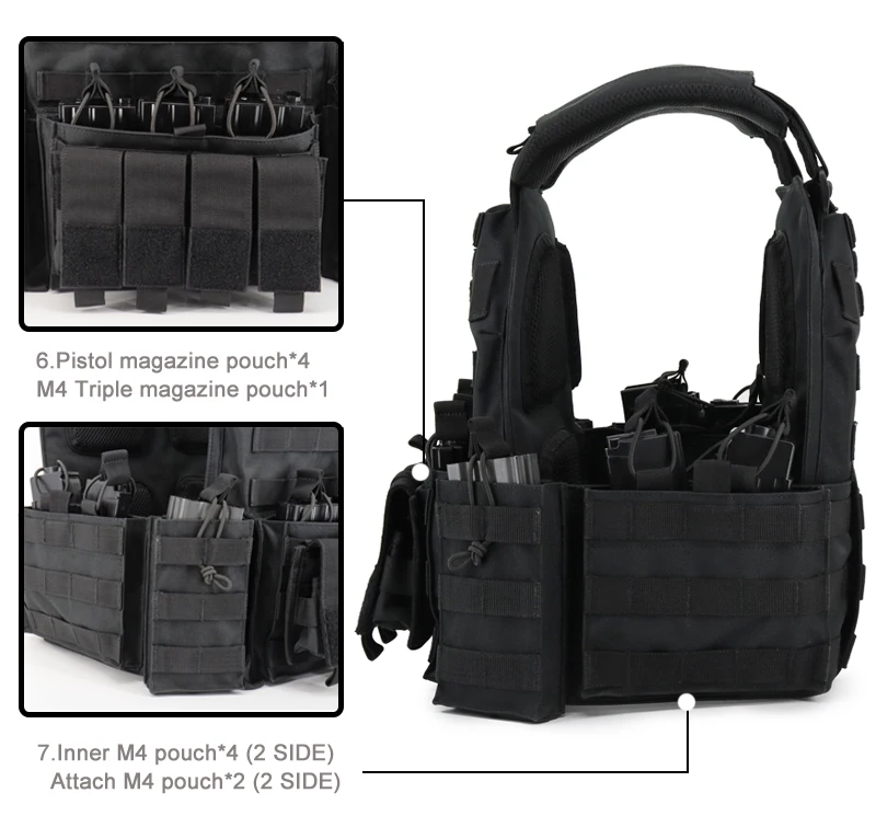 Custom Men Combat Assault Protective Vest Multi Magazine Pouch Tactical ...