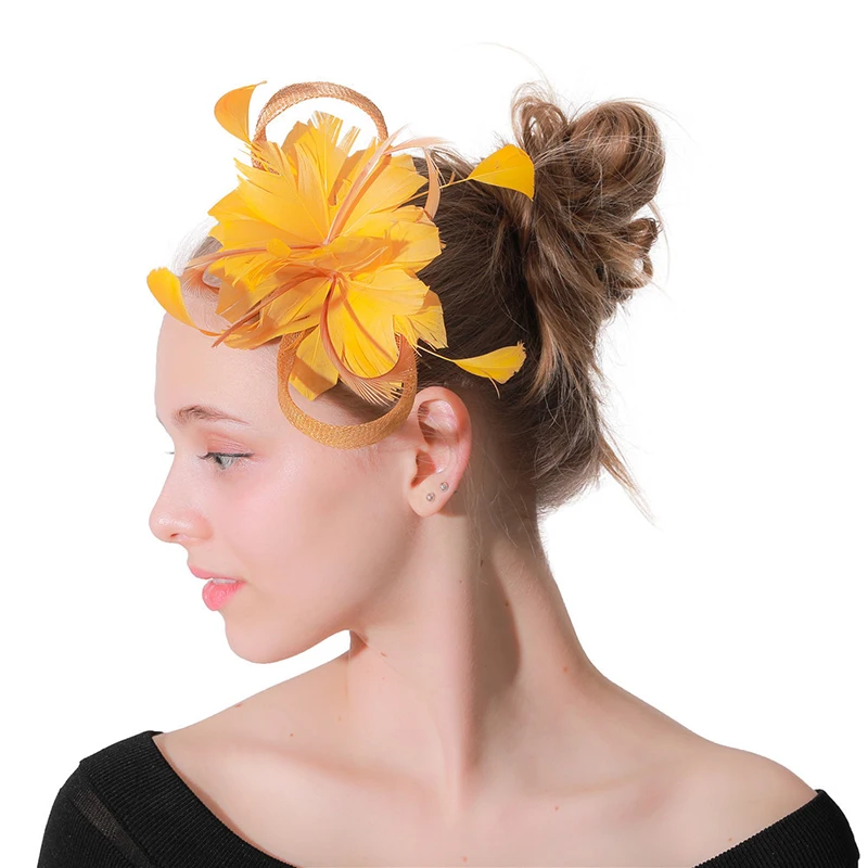 Uk Yellow Feather Fascinator Clip 