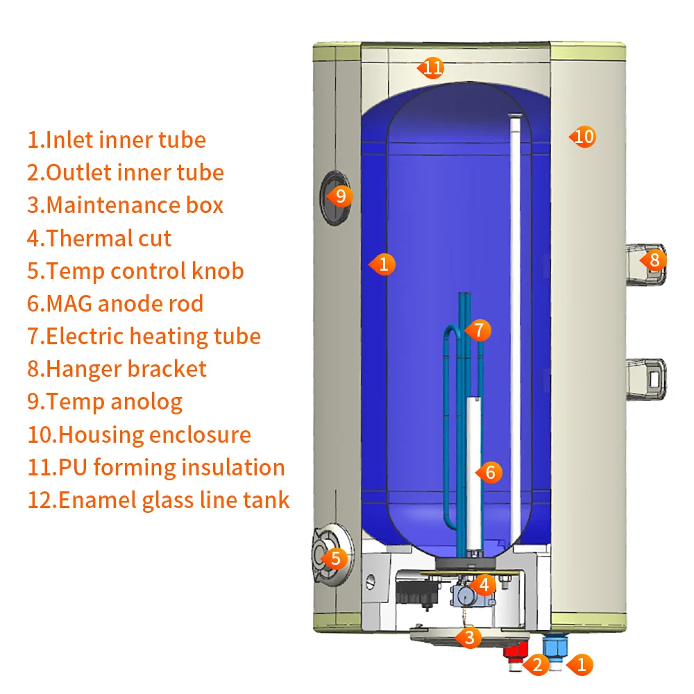 2023 Custom Size Logo Element 30l 50l 80l 100l Vertical Water Heater