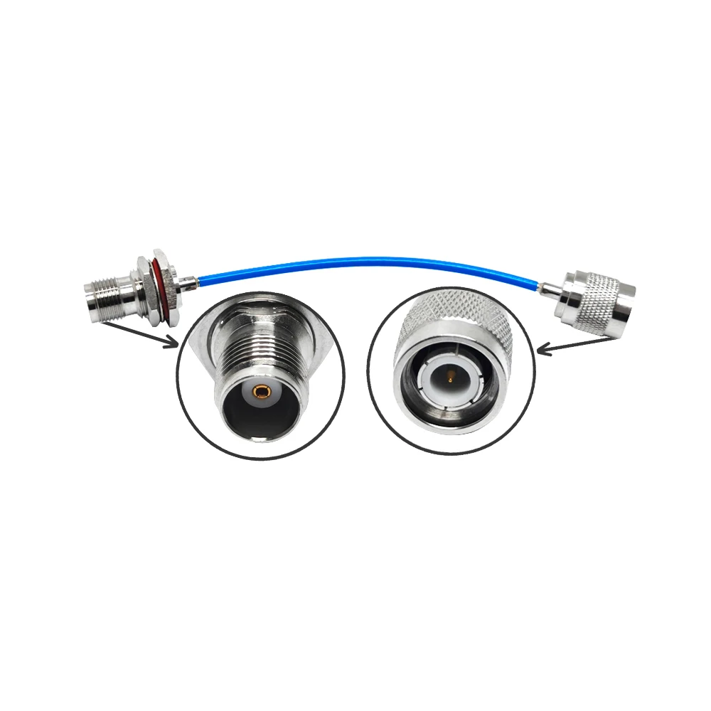 10cm Cable Assembly with 086 141Cable TNC Female Bulkhead to TNC Male Coaxial Connector