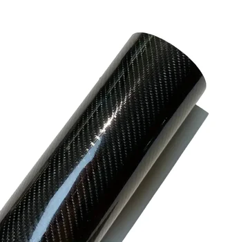 7D PVC Glossy Black Carbon Fibre Film Pattern Vinyl Wrap Car Motorcycle Cell Phone DIY Sticker Accessory (19.68ft x 5ft)