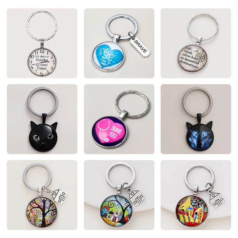 Новый стеклянный подвесной брелок с английской иконой модный для ключей подходящий ко всему из сплава праздничный персональный