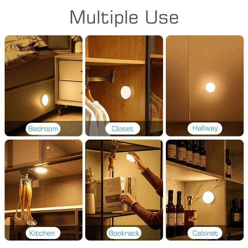 Led Motion Sensor Kitchen Lights Lamp Usb Rechargeable Smart