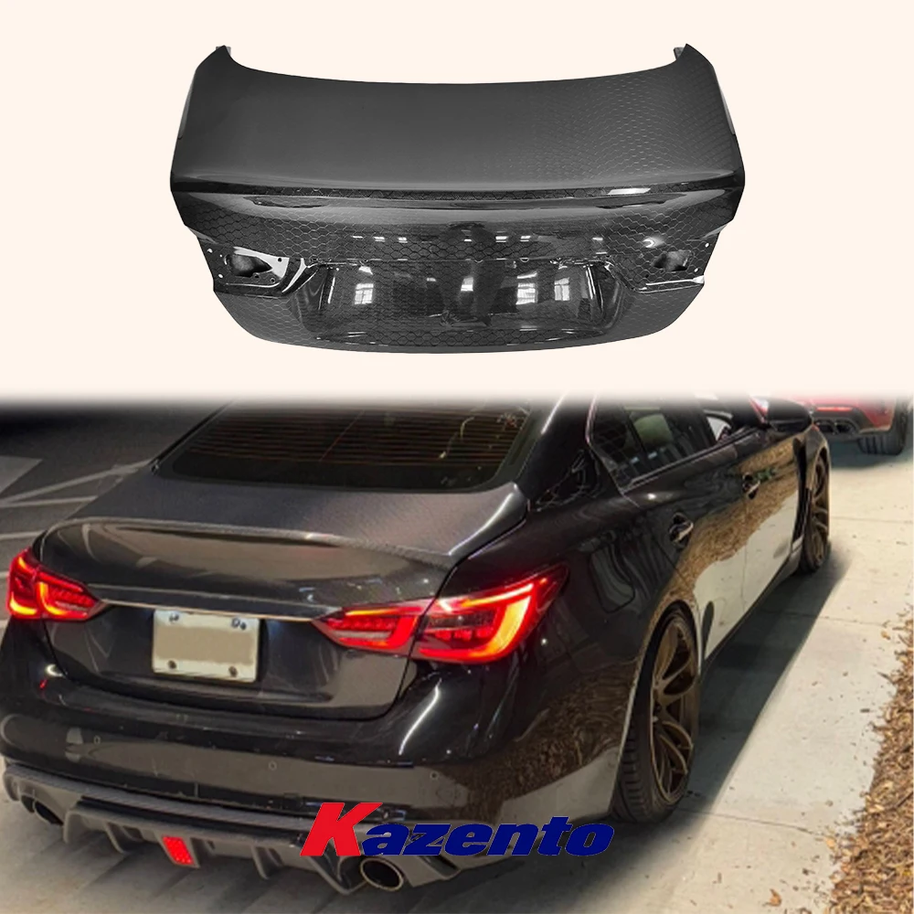 2013-17 Infiniti Q50 Rear Trunk Boot Lid Honeycomb Carbon Fiber Ducktail Body Kit Easy Replacement