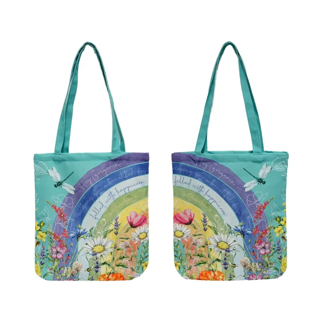 High Quality High-Capacity Rainbow Portable Polyester Tote Bags Wholesale Promotional Tote Bags