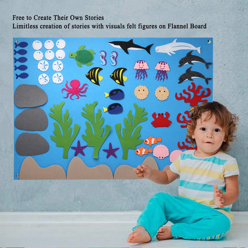 Kids Flannel Felt-Board Stories for Toddlers, Preschool Large Ocean Felt Story