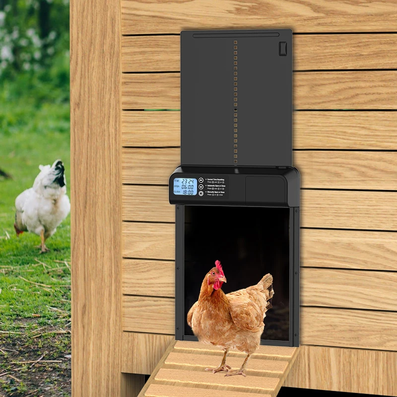 Automatic Chicken Coop Door with Timer Smart Poultry Door Opening Closing Modes Waterproof Aluminum Alloy Pet Door