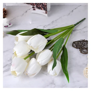 Manufacturers wholesale hair simulation silk cloth 9 head bouquet table set decorative flowers tulip flowers
