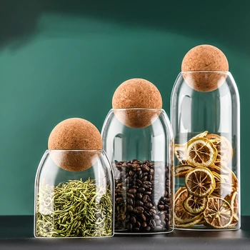 56H Japanese Storage Sealed Jar Kitchen Storage Jar Coffee Bean Transparent Glass Product Storage Jar