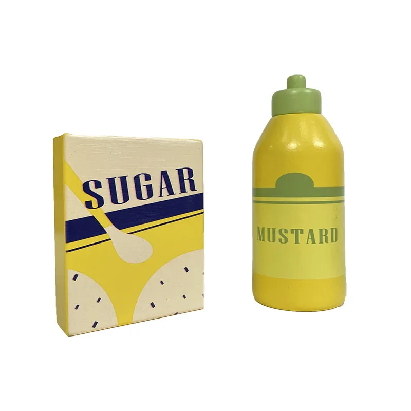 FSC Solid Wood 6pcs Play Food Accessories and Bottles  for Pretend Play Kitchen Toys Toddlers