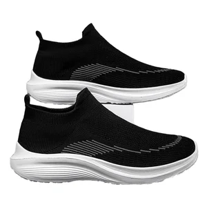 New Style Lightweight Men's Fashion Sneakers with EVA Outsole & Rubber Sole Mesh Upper Solid Color Running Walking Style Shoes