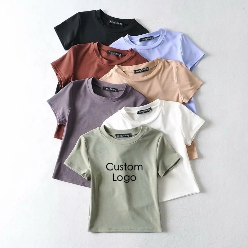 Maglietta Da Donna Personalizzata Di Alta Qualità Con Stampa Di Etichette  Private T-shirt Con Ricamo Logo T-shirt Estiva Da Donna In Cotone Bianco -  Buy Su Ordinazione Delle Donne T Shirt Stampa,Crop