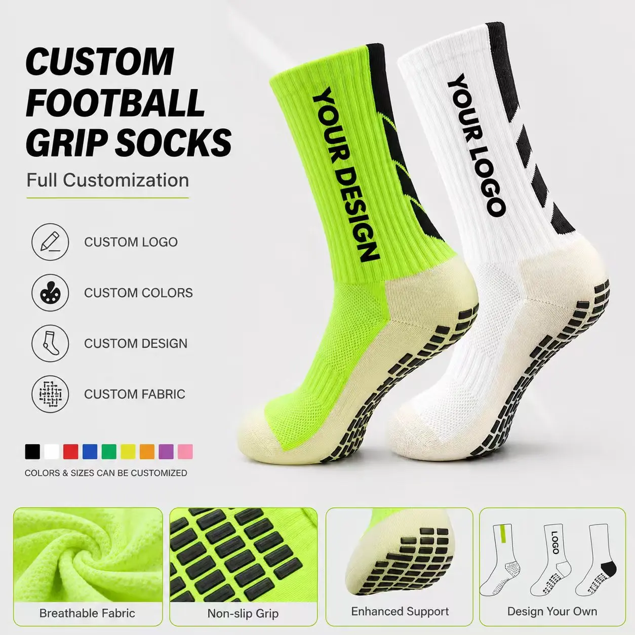 Custom Non-Slip Grip Soccer Socks view 2