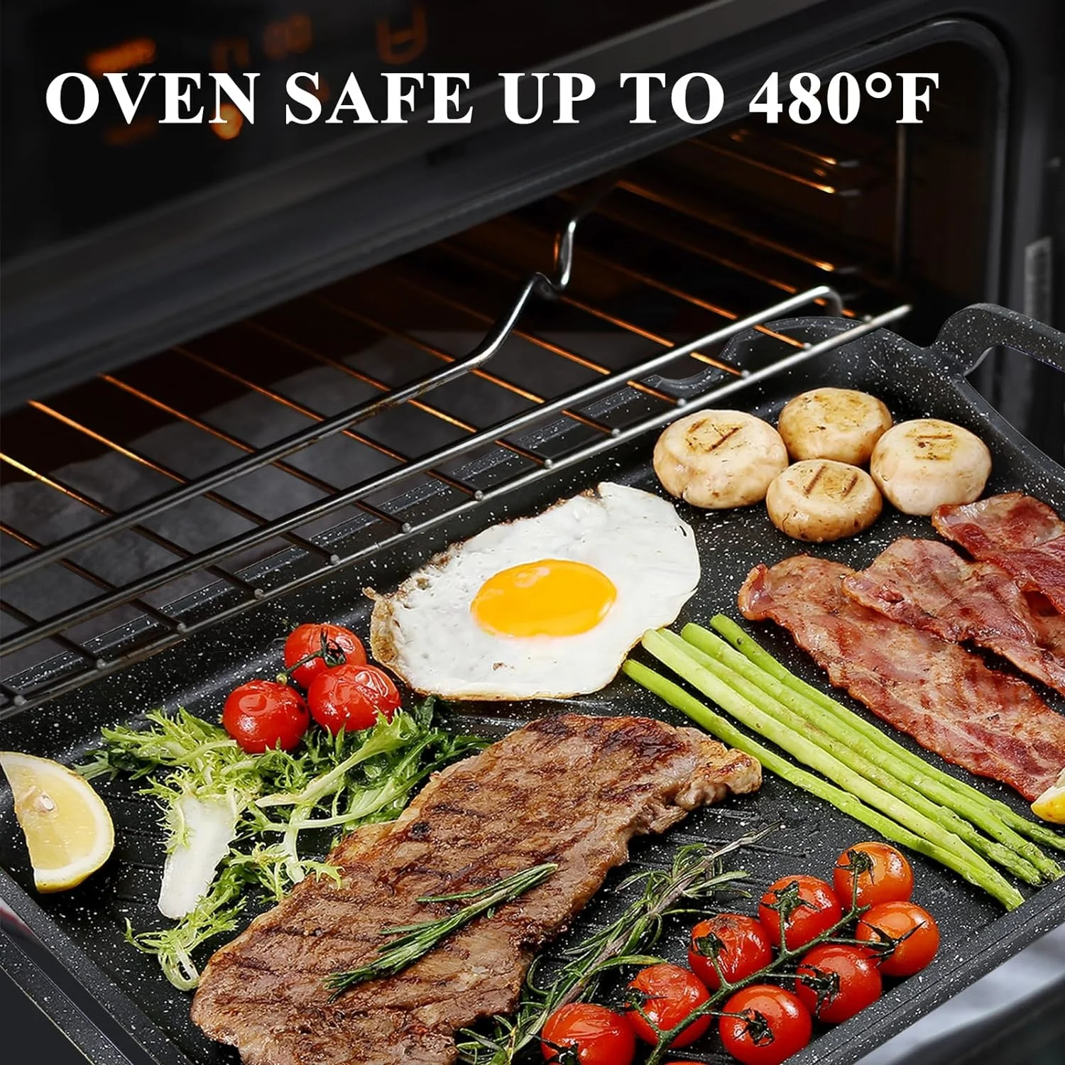 Double Burner Nonstick Stove Top Griddle Pan Nonstick Fry Pans for Easy Cooking