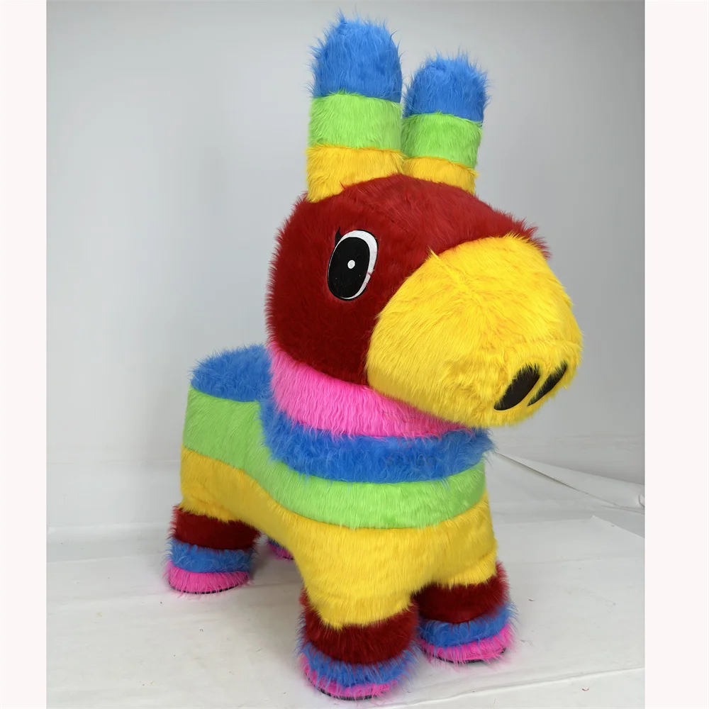 Advertising Pretty Cartoon Horse Mascot Costume Clothes with rainbow Color 2m Inflatable Horse Costume Party Dress