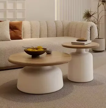 Solid wood coffee table living room home small apartment simple modern coffee table 2023 new round coffee table