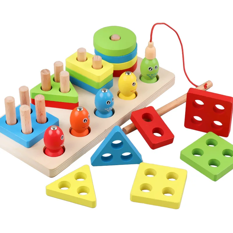 Wooden Shape Sorter Stacker | Toddlers Puzzles Toy 