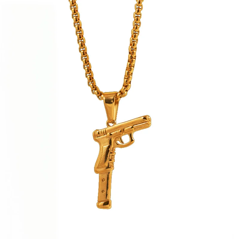 Collana Uomo Acciaio Inox Pistole Ciondolo Collana Uomo Acciaio Inox Pistole Ciondolo