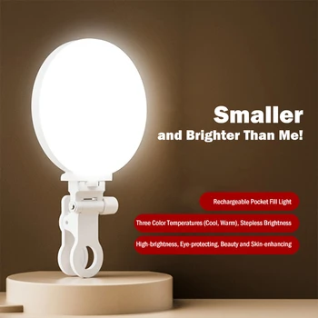 Enujoy Tri-Color Clip LED Pocket Light Outdoor Mobile Phone Handheld Photography Light Beauty Fill Plastic Selfie Lighting detail image