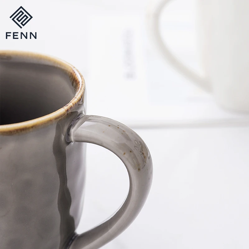 FENN Wholesale Spray Brown Color Spot Porcelain Mugs Supplier Mug Gift  Porcelain Mugs for Restaurant