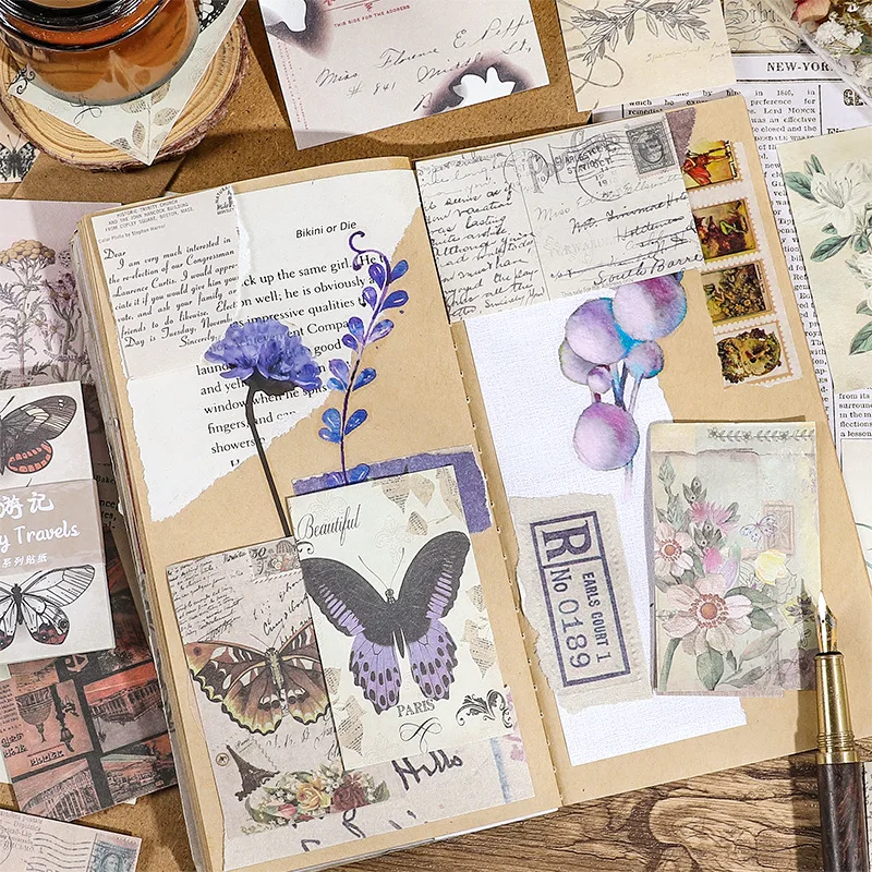 Vintage Scrapbook Paper Sheets Window Cutout Stickers