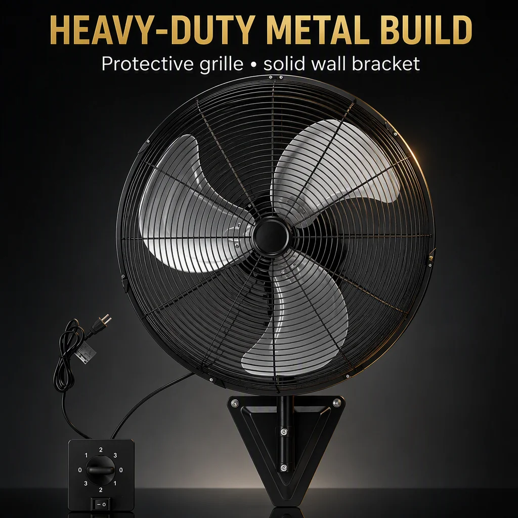 Oscillating Wall Mount Fan, Electric, Metal - detail 12