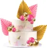 20 pair peach gold foam ball paper fan set