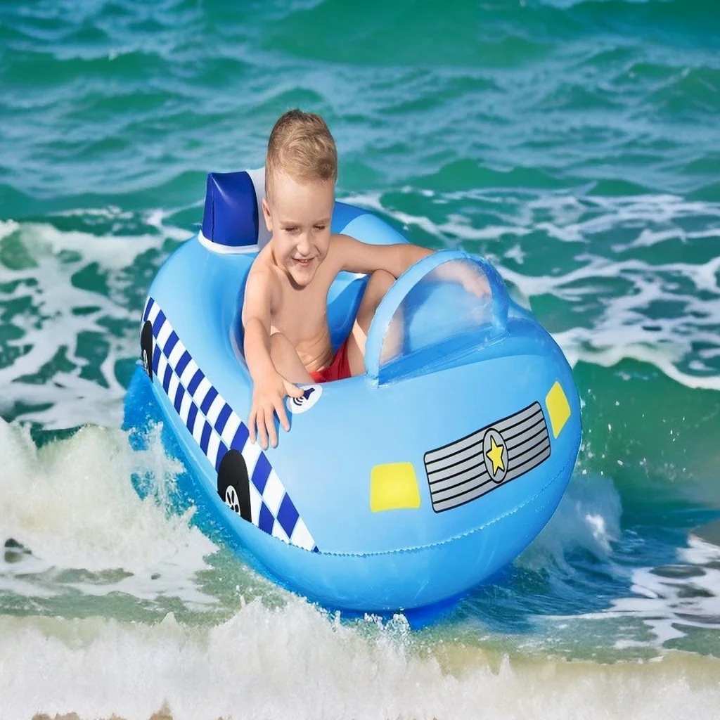 Custom Children's PVC Inflatable Police Car Motorcycle Ride-Ons for Amazon Water Spray Toy Inflatable Water Amusement Facilities