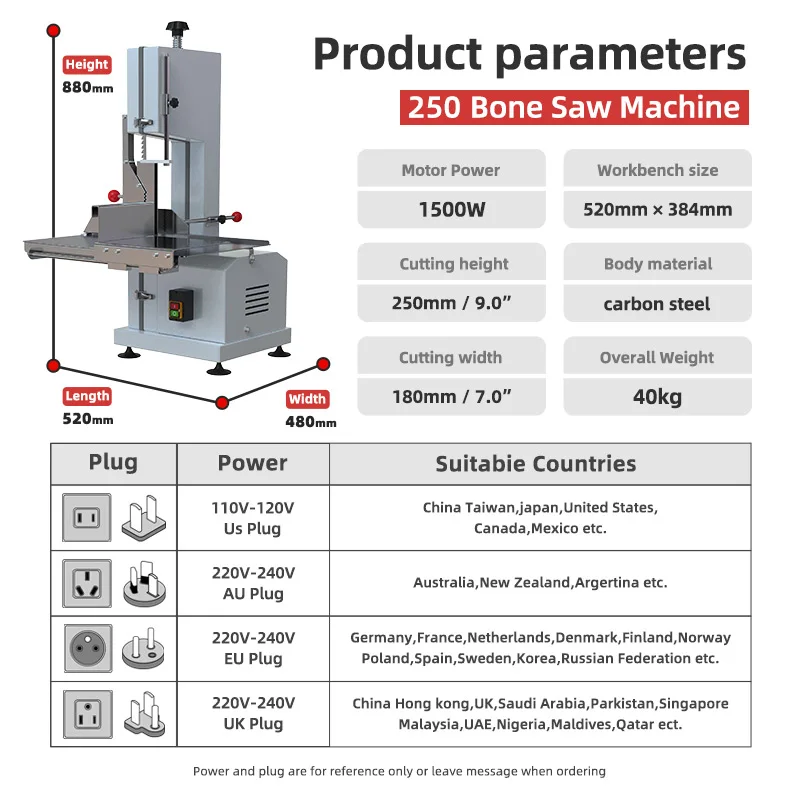 Commercial Kitchen Meat Bone Saw Automatic Meat Cutting Saw Butcher Boy Band Saw Machine for Meat