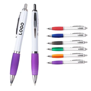 Promotion High Quality Soft Rubber Grip Plastic Ball Point Pen With Printed  Custom Printing Logo for Office School