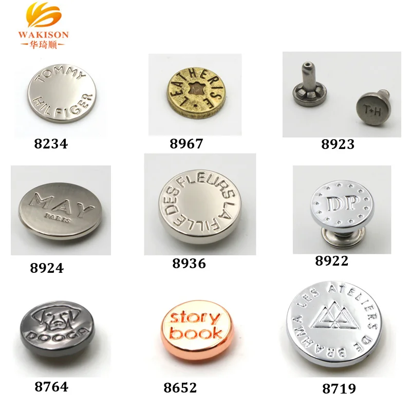 20mm メタルサークルロゴ刻印リベット バッグ用カスタムデザイン
