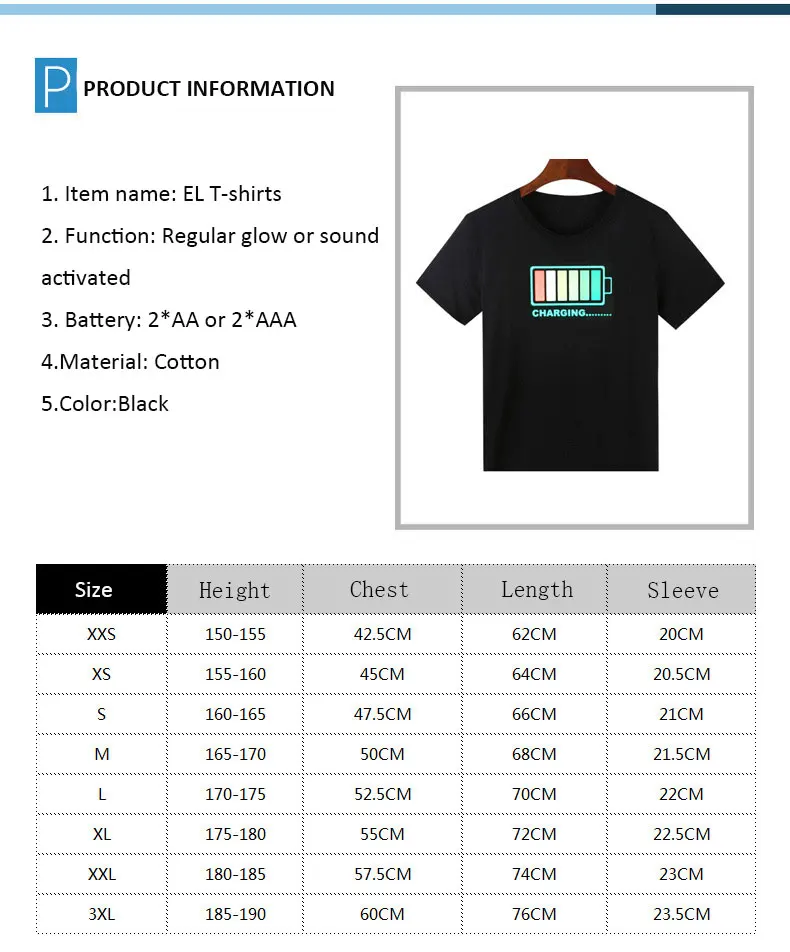 Hot Selling Factory Supply El Led Flashing Programmable Led T Shirt ...