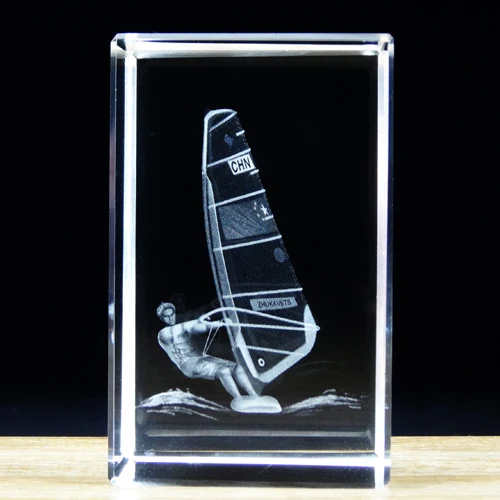 Wholesale Cheap 3d Laser Crystal Crafts Gifts With Sailing Boat For Sports Souvenir