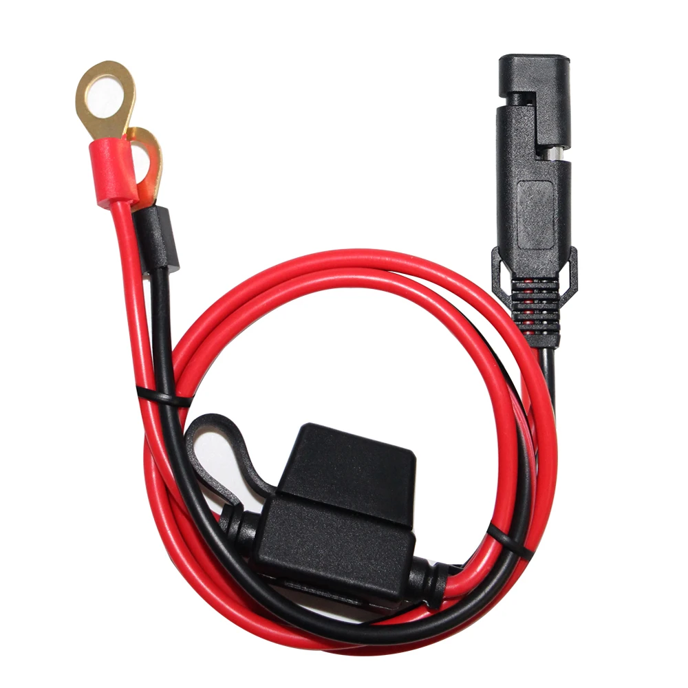 eXODA Auto Battery Cable 25 mm² 30cm Copper Power Cable with Eyelets M6 M8 black 12V Car Cable also for Your Charger 
